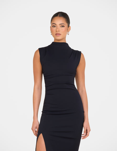 Xandria High Neck Midi Dress